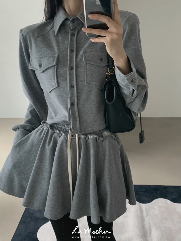 外磨毛排扣襯衫上衣